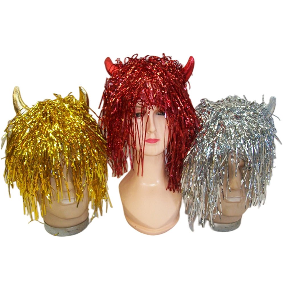 Devil tinsel wig - Silver