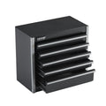 Metal Tool Box, 8.6-inch, Portable Metal Tool Box with 5 Drawers, Small Tool Chest with EVA Liners and PP Feet Pads, Heavy-Duty Steel With Ball Bearing Opening and Powder Coated Finish, Black