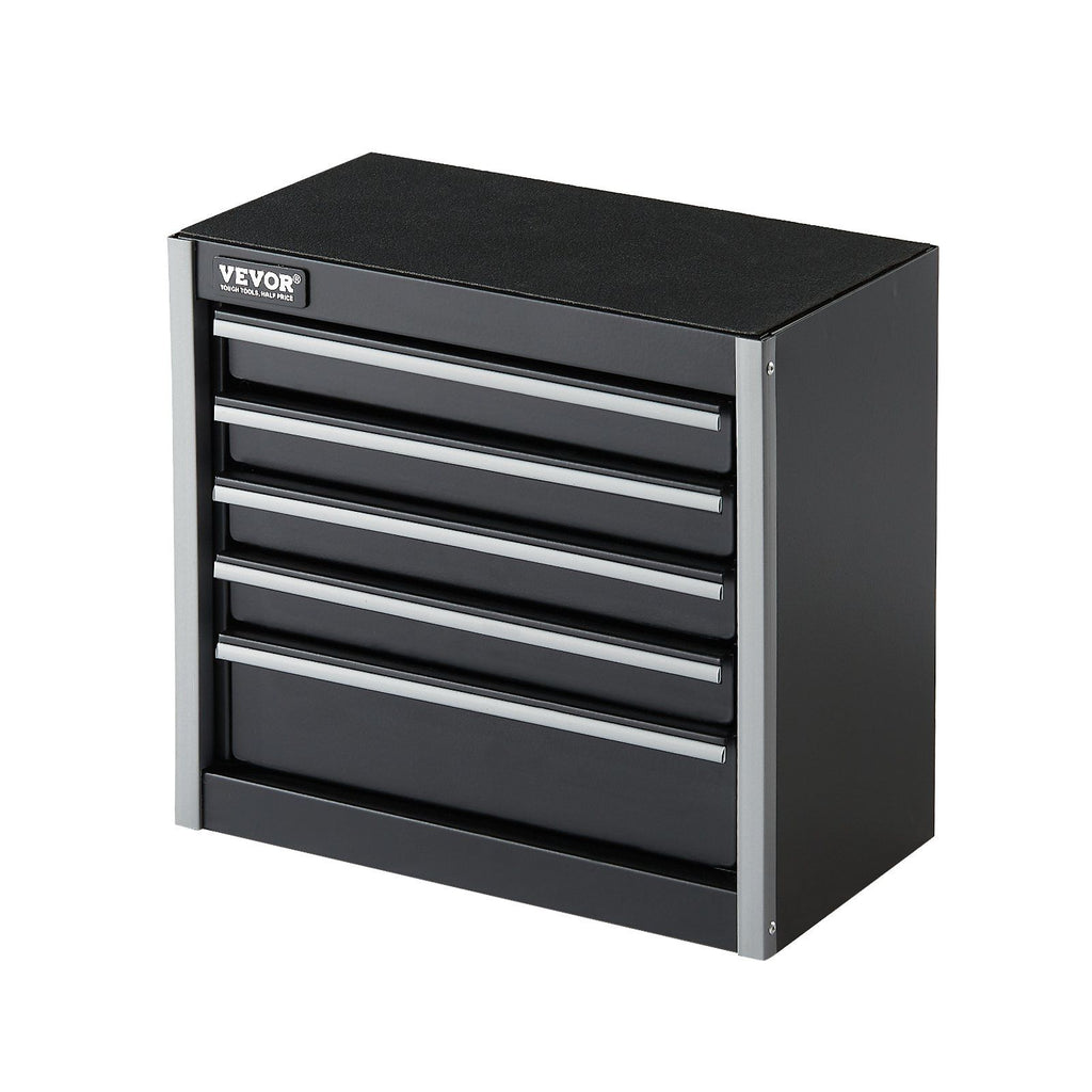 Metal Tool Box, 8.6-inch, Portable Metal Tool Box with 5 Drawers, Small Tool Chest with EVA Liners and PP Feet Pads, Heavy-Duty Steel With Ball Bearing Opening and Powder Coated Finish, Black