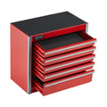 Metal Tool Box, 8.6-inch, Portable Metal Tool Box with 5 Drawers, Small Tool Chest with EVA Liners and PP Feet Pads, Heavy-Duty Steel With Ball Bearing Opening and Powder Coated Finish, Red