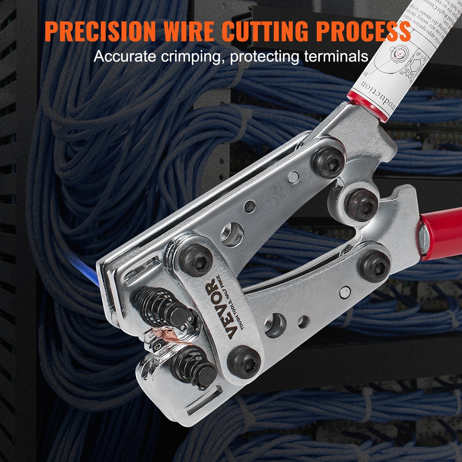 Battery Cable Lug Crimping Tool, 10-1/0AWG with Cable Cutter and 95PCS Copper Ring Terminals, 6 Wire Sizes Crimping Die and 100pcs Heat Shrink Tubes, for Heavy Duty Wire Lugs