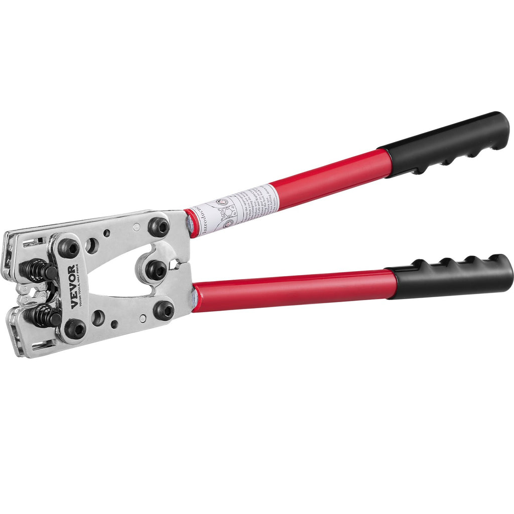 Battery Cable Lug Crimping Tool, 10-1/0AWG with Cable Cutter and 95PCS Copper Ring Terminals, 6 Wire Sizes Crimping Die and 100pcs Heat Shrink Tubes, for Heavy Duty Wire Lugs