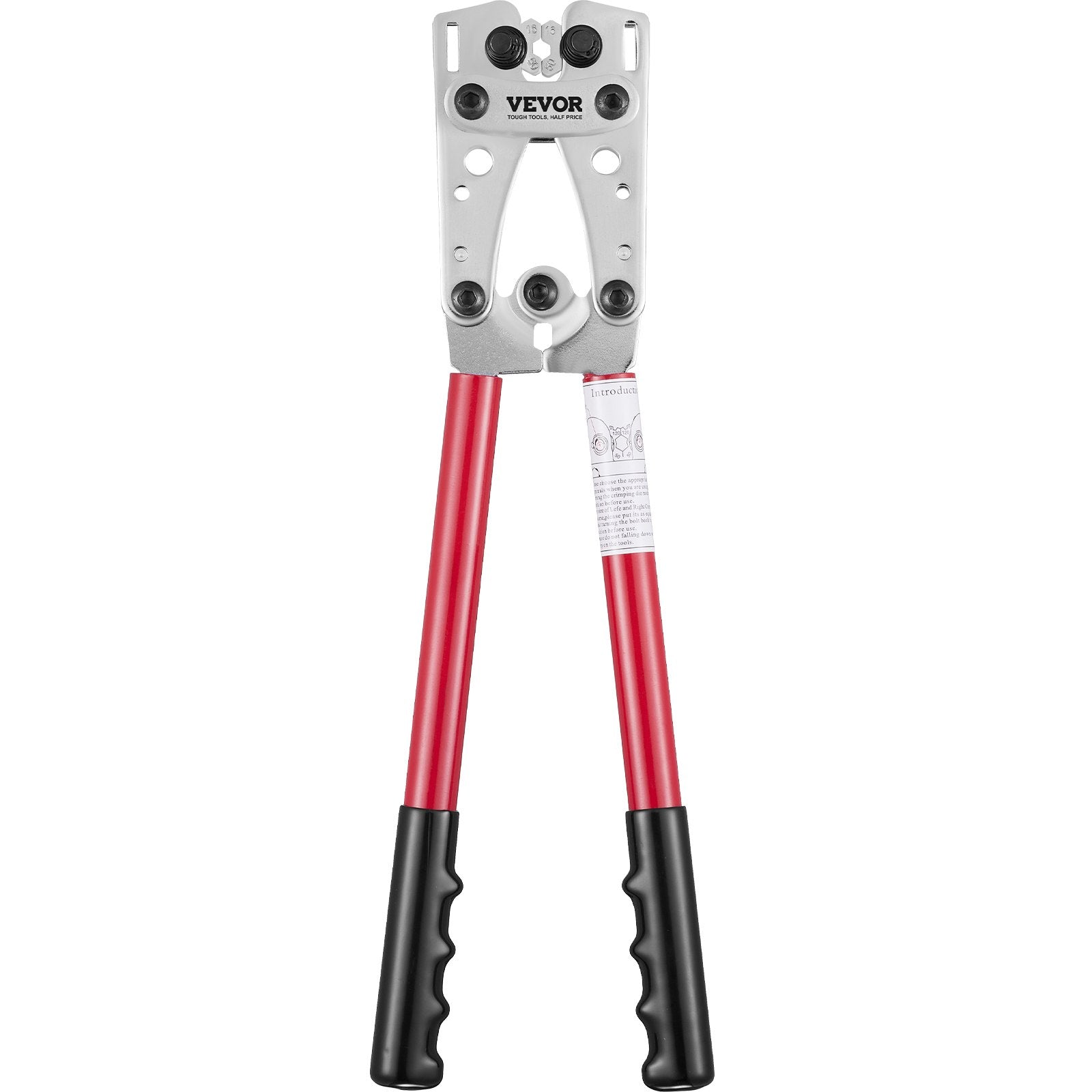 Battery Cable Lug Crimping Tool, 10-1/0AWG with Cable Cutter and 95PCS Copper Ring Terminals, 6 Wire Sizes Crimping Die and 100pcs Heat Shrink Tubes, for Heavy Duty Wire Lugs