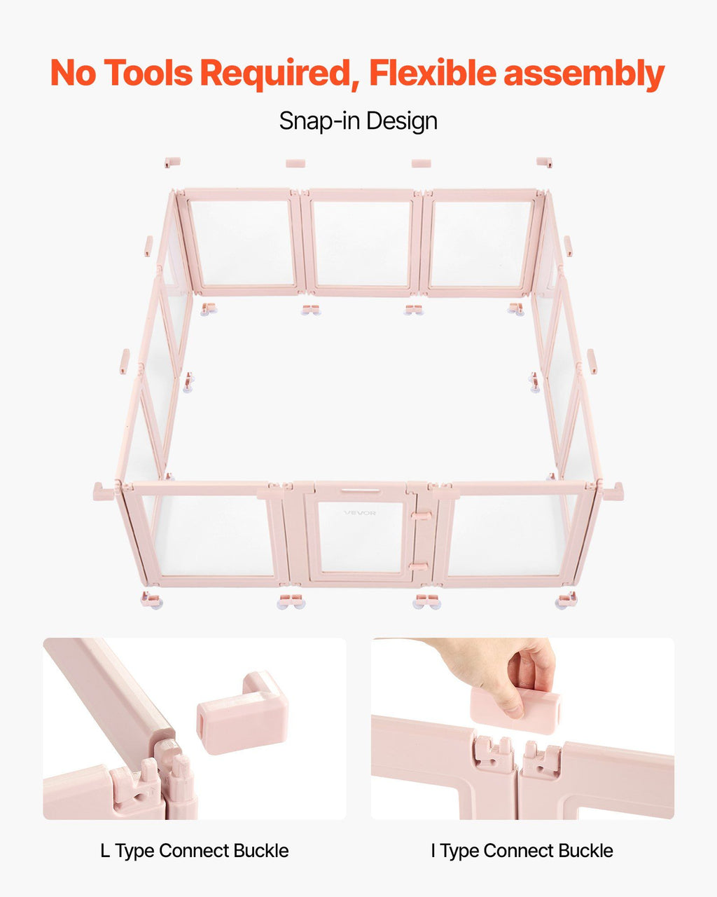 Dog Whelping Box, 1.54x1.5x0.6 m, Transparent Plastic Dog Whelping Pen for Large Sized Dogs, Waterproof Puppy Playpen with Windows & Door Lock, Easy to Clean, Durable Indoor Pet Dogs Cats Birth Kit