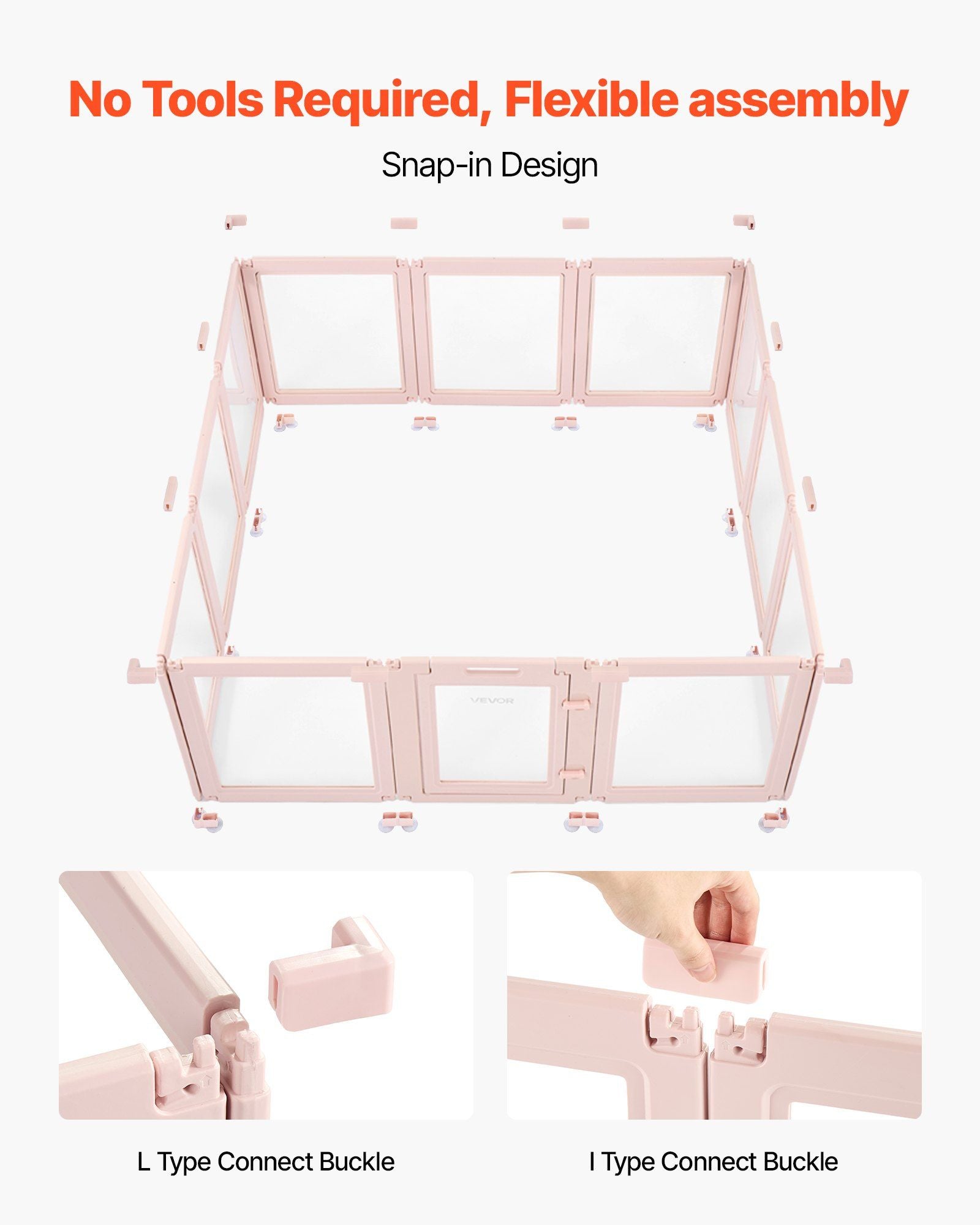 Dog Whelping Box, 1.54x1.5x0.6 m, Transparent Plastic Dog Whelping Pen for Large Sized Dogs, Waterproof Puppy Playpen with Windows & Door Lock, Easy to Clean, Durable Indoor Pet Dogs Cats Birth Kit