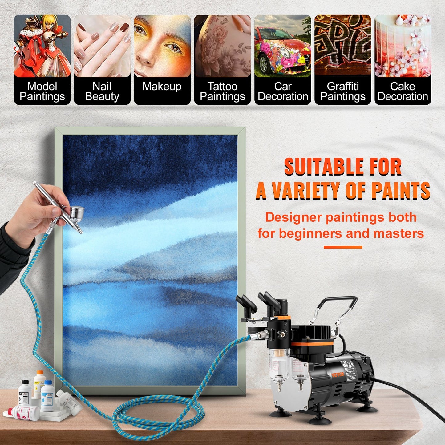 Airbrush Kit Dual-action Airbrush Compressor Art Nail Tattoo Makeup Model