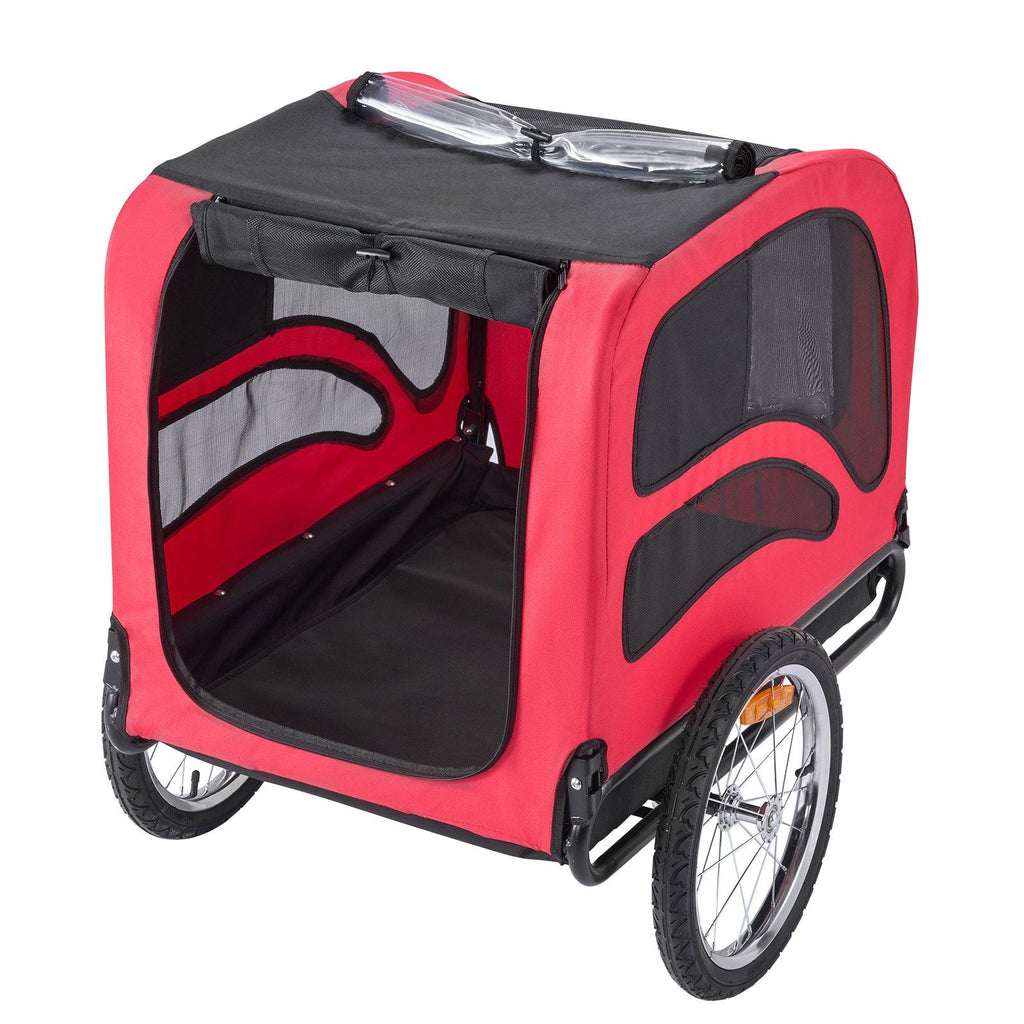 Dog Bike Trailer, Supports up to 45 kg, Pet Cart Bicycle Carrier for Small & Large Dogs, Easy Folding Frame with Quick Release Wheel, Universal Bicycle Coupler, Reflector, Flag, Internal Leash
