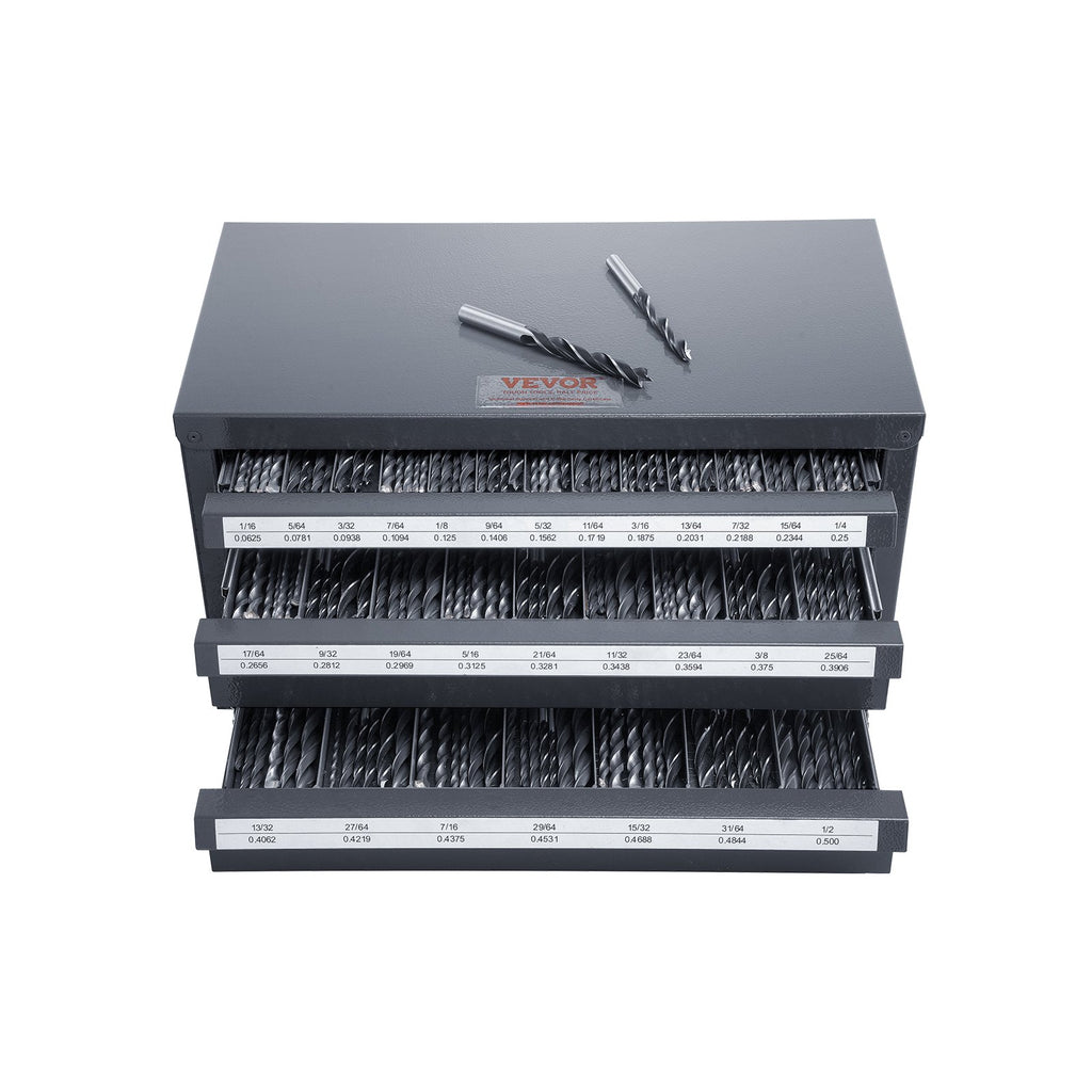 Drill Bit Dispenser Cabinet, Three-Drawer Drill Bit Organizer Cabinet for 1/16" to 1/2", Steel Drill Dispenser Organizer Cabinet with Labels, Stackable Drill Dispenser for Drill Bit Storage