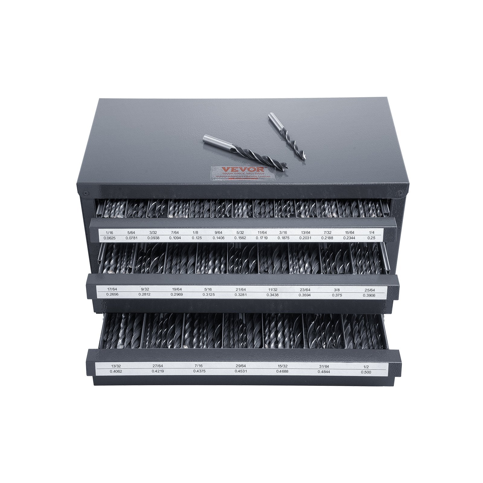 Drill Bit Dispenser Cabinet, Three-Drawer Drill Bit Organizer Cabinet for 1/16" to 1/2", Steel Drill Dispenser Organizer Cabinet with Labels, Stackable Drill Dispenser for Drill Bit Storage