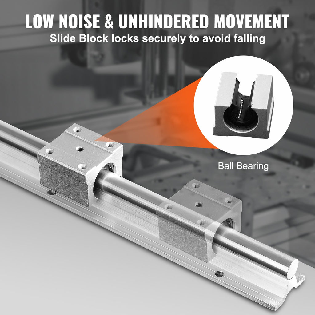 Linear Guide Rail Set, SBR20 800mm, 2 PCS 31.5 in/800 mm SBR20 Guide Rails and 4 PCS SBR20UU Slide Blocks, Linear Rails and Bearings Kit for Automated Machines DIY Project CNC Router Machines