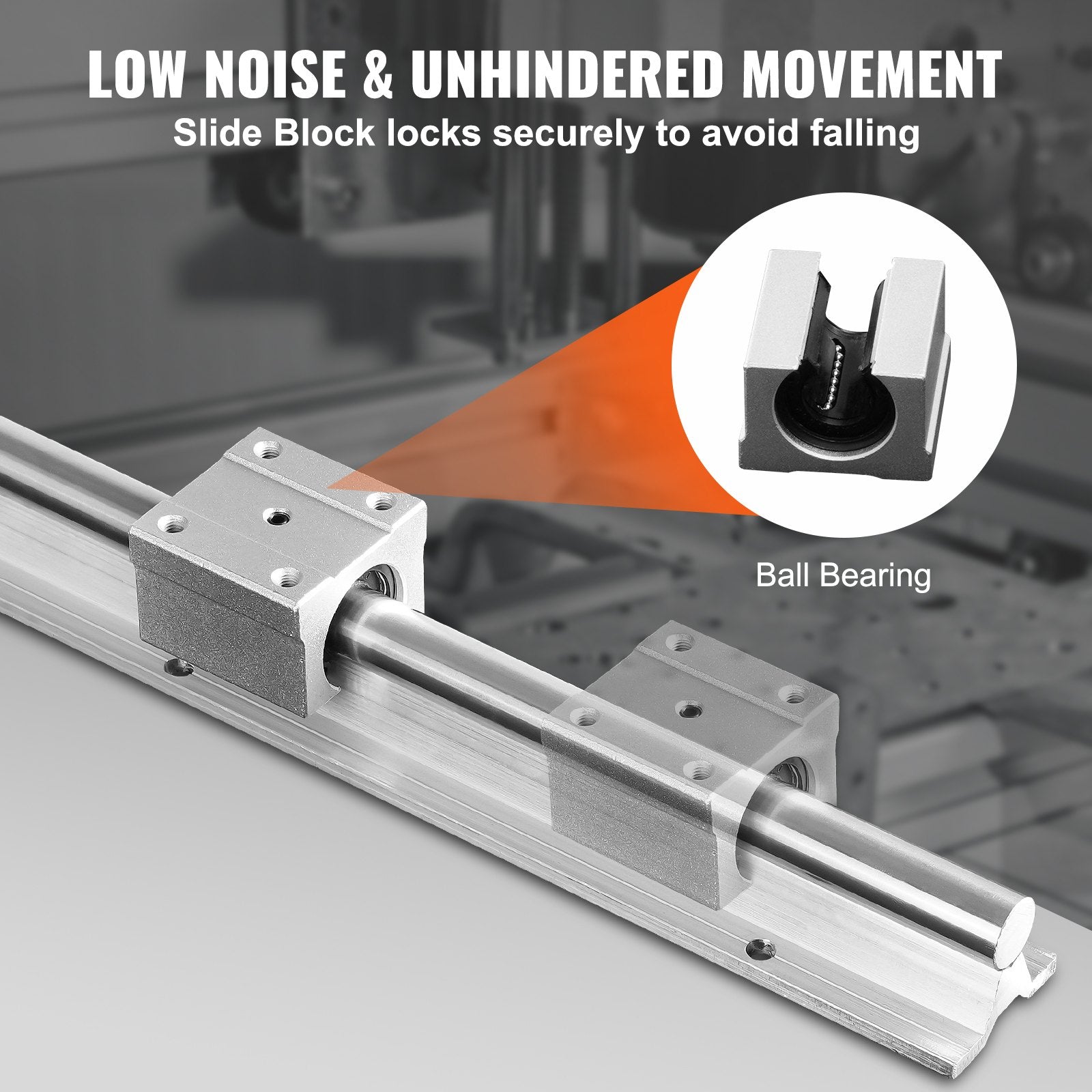 Linear Guide Rail Set, SBR20 800mm, 2 PCS 31.5 in/800 mm SBR20 Guide Rails and 4 PCS SBR20UU Slide Blocks, Linear Rails and Bearings Kit for Automated Machines DIY Project CNC Router Machines