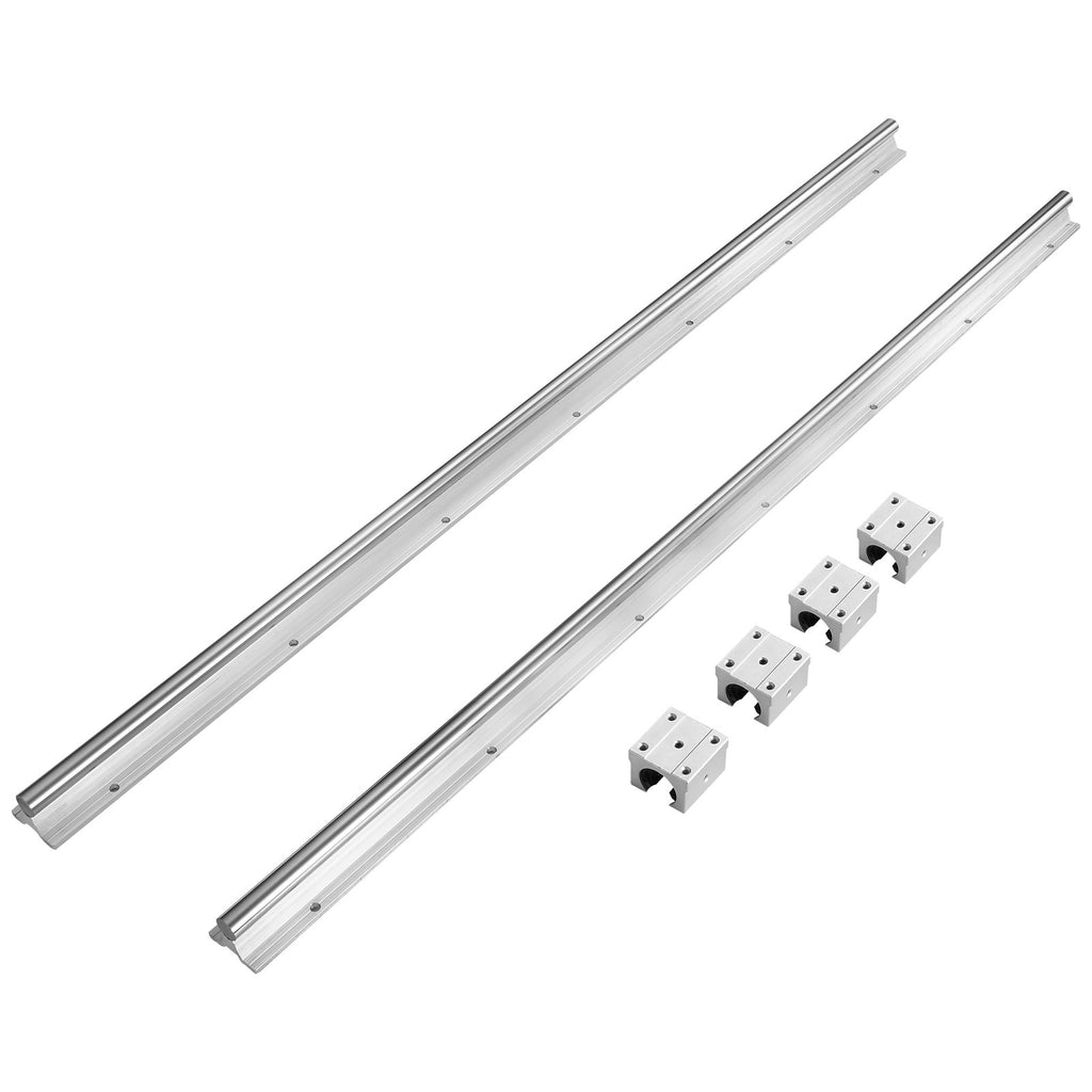 Linear Guide Rail Set, SBR20 800mm, 2 PCS 31.5 in/800 mm SBR20 Guide Rails and 4 PCS SBR20UU Slide Blocks, Linear Rails and Bearings Kit for Automated Machines DIY Project CNC Router Machines