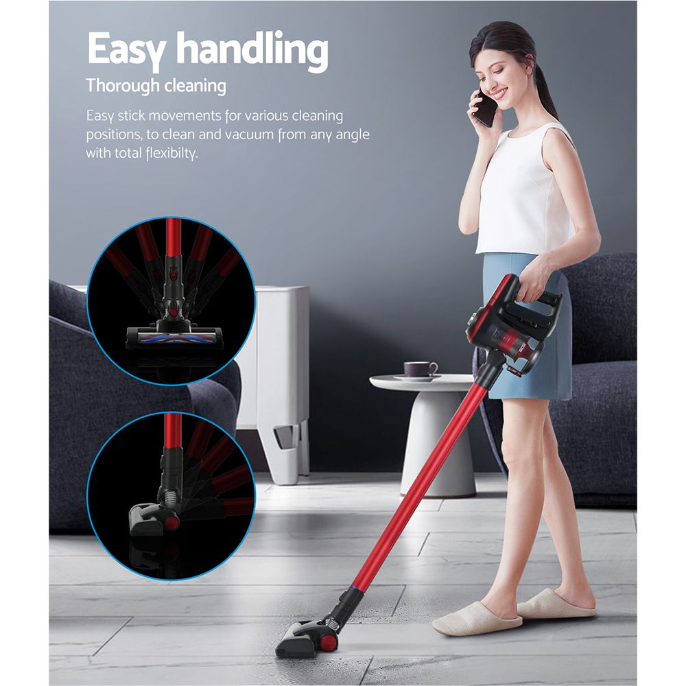 Devanti Stick Vacuum Cleaner Brushless Cordless 250W Red