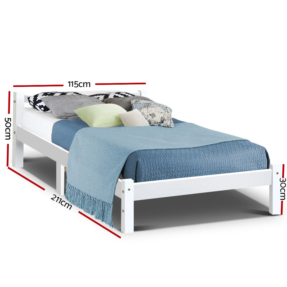 Bed Frame King Single Size Wooden White LEXI