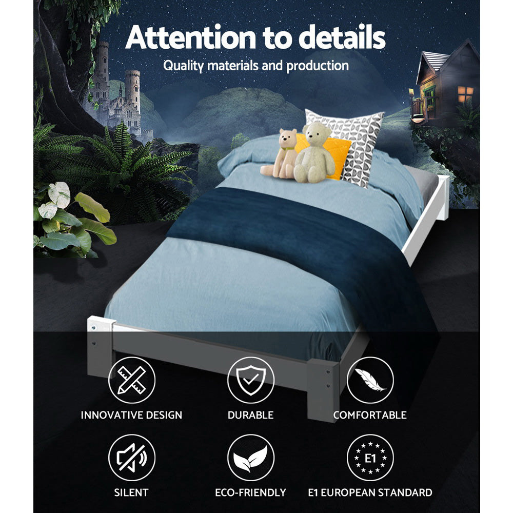 Bed Frame King Single Size Wooden White JADE