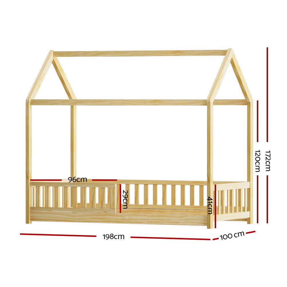 Bed Frame Wooden Kids House Frame Oak ROCK