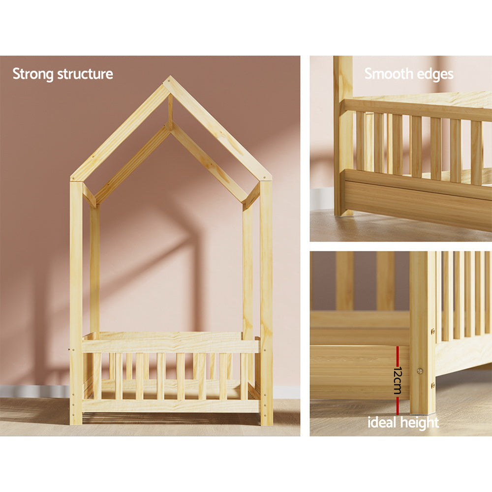 Bed Frame Wooden Kids House Frame Oak ROCK