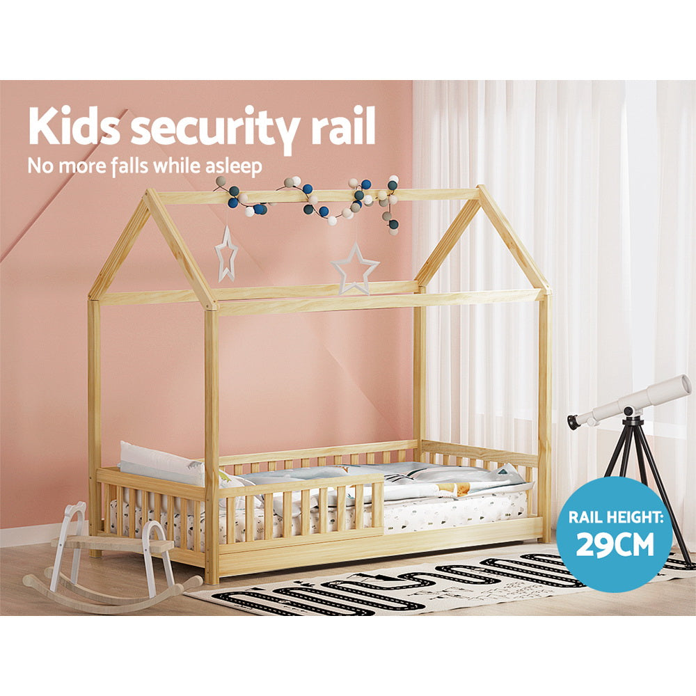 Bed Frame Wooden Kids House Frame Oak ROCK