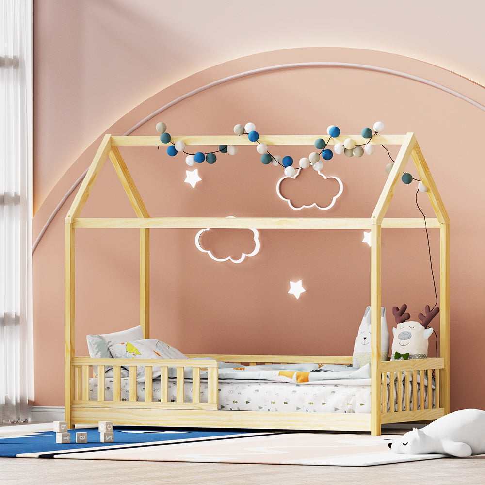Bed Frame Wooden Kids House Frame Oak ROCK