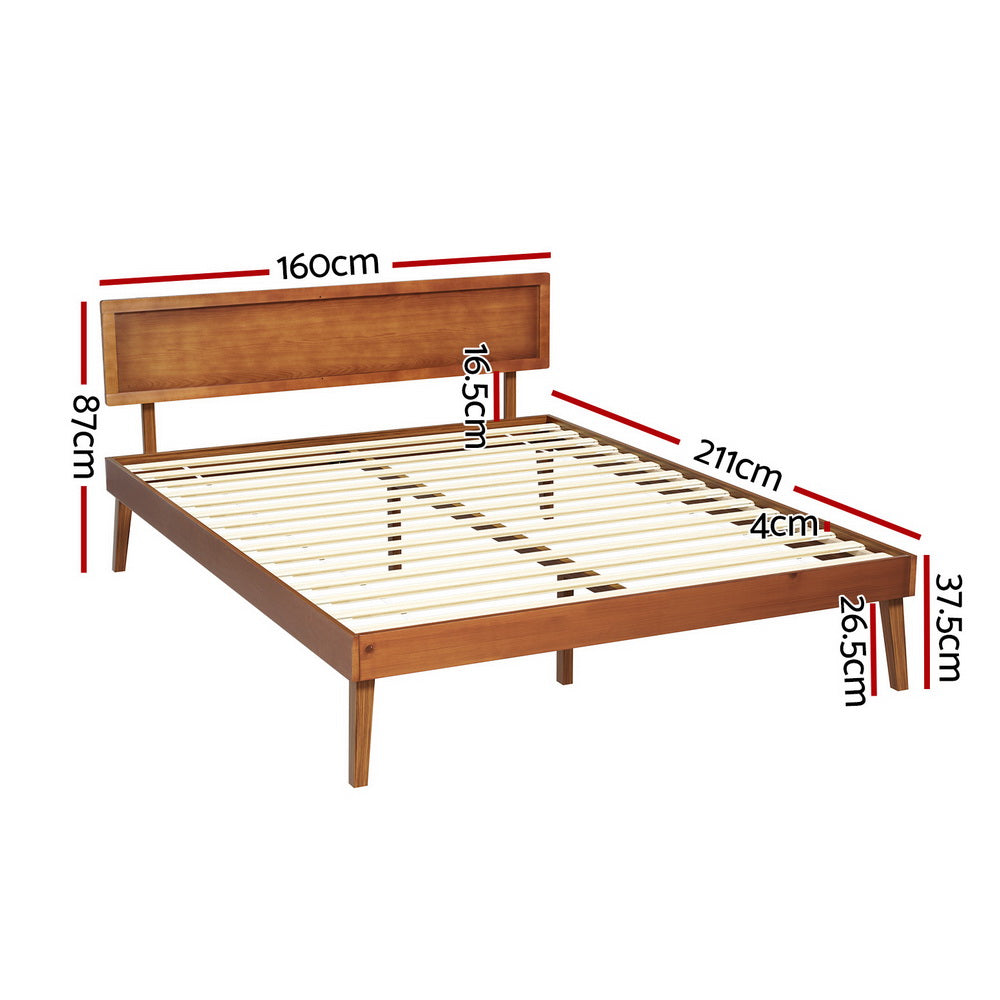 Bed Frame Queen Size Wooden Bed Base Walnut SPLAY