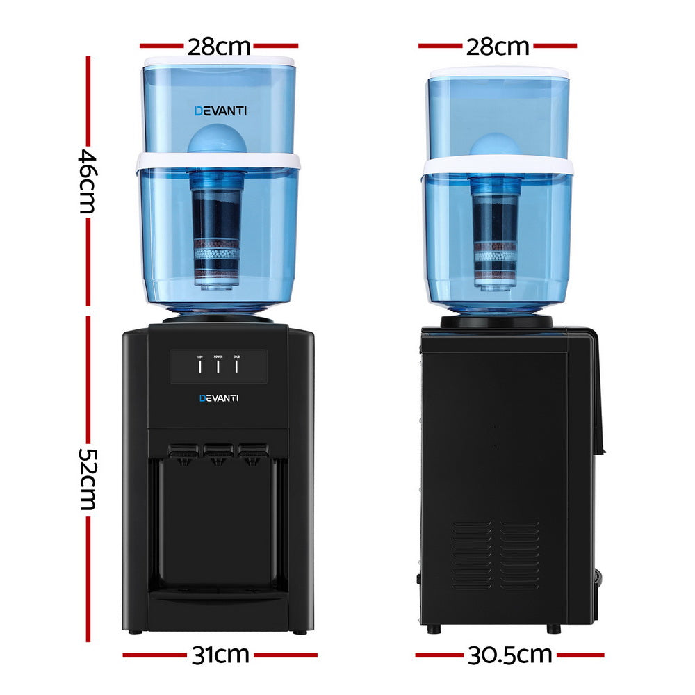 22L Water Cooler Dispenser Bench Top 3 Taps Chiller Filter Purifier Three Taps Balck