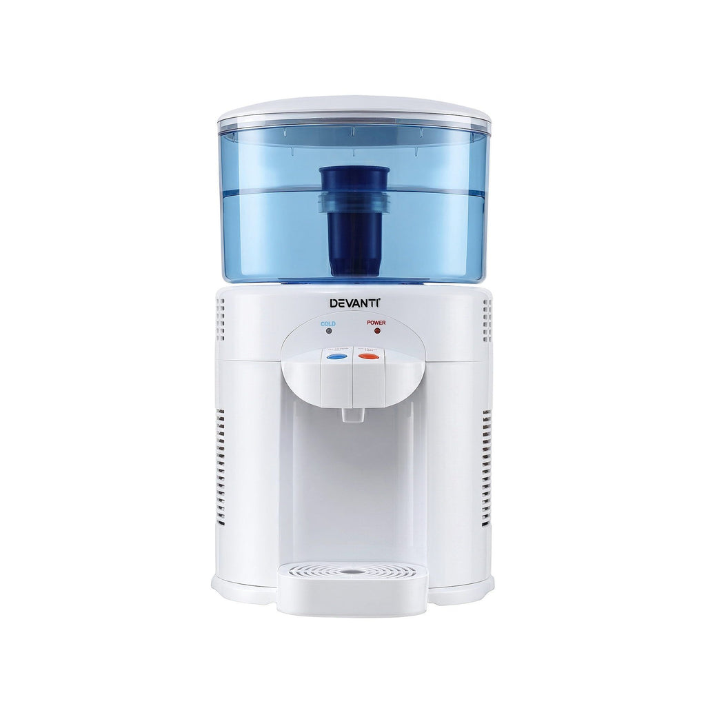 Devanti 5L Bench Top Water Cooler Dispenser with Filter 2 Taps Countertop Water Purifier