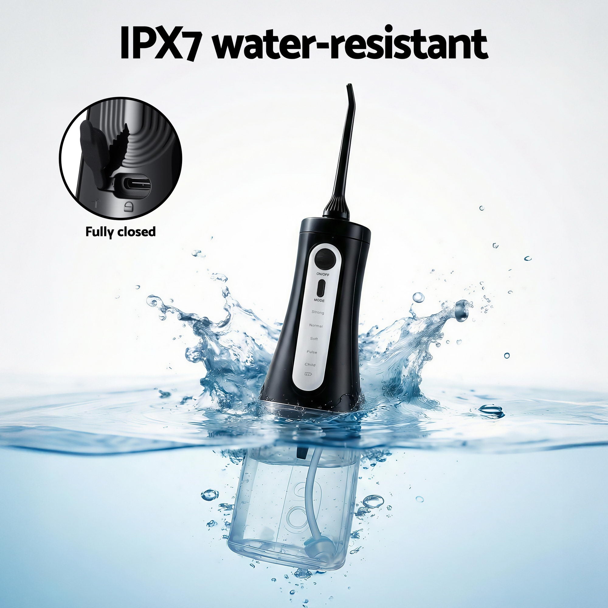 Devanti Cordless Water Flosser Dental Oral Irrigator Black
