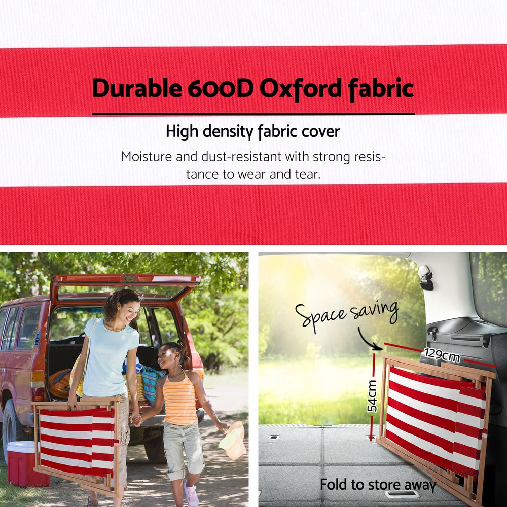 Outdoor Deck Chair Wooden Sun Lounge Folding Beach Patio Furniture Red