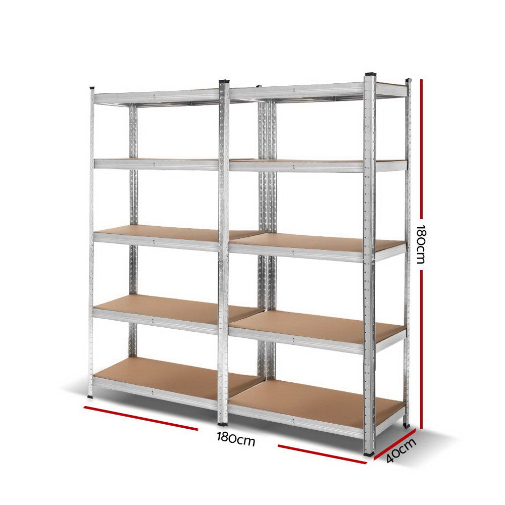 2x1.8M Garage Shelving Warehouse Rack Pallet Racking Storage Shelf Silver