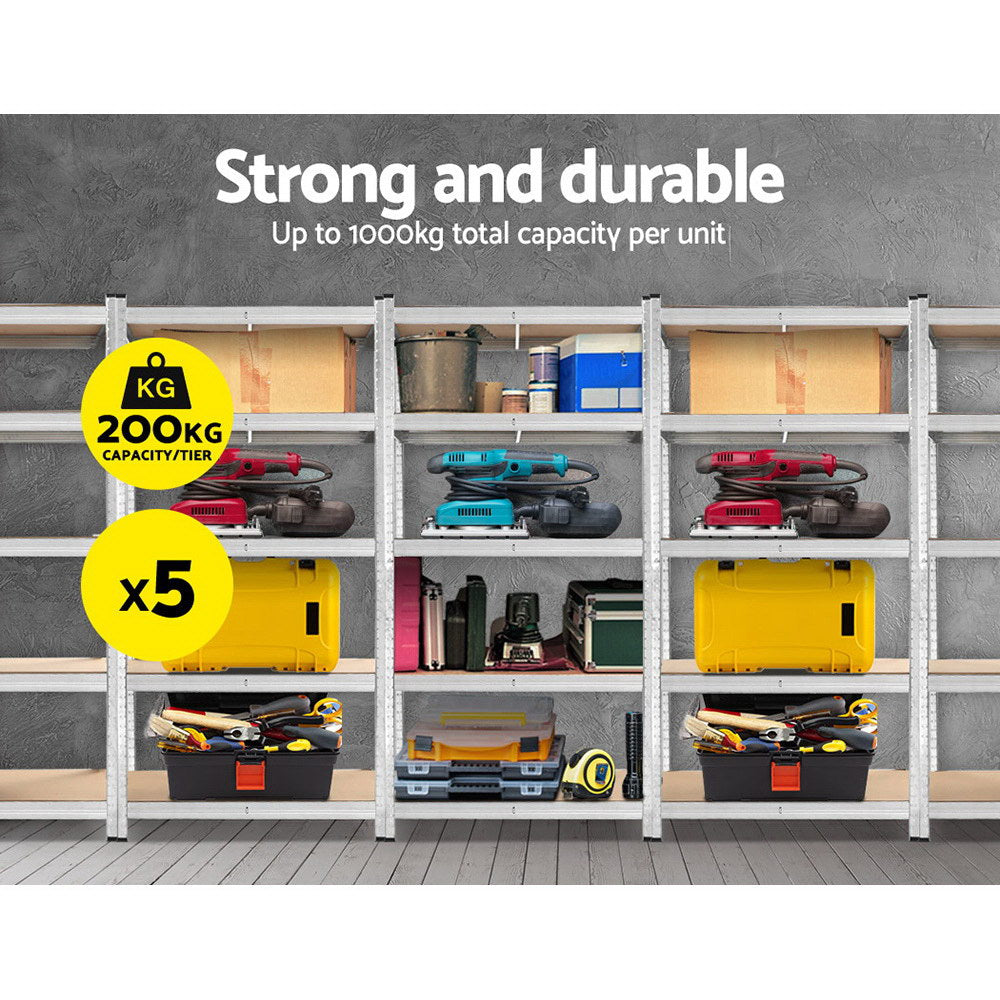 5x1.8M Garage Shelving Warehouse Rack Pallet Racking Storage Shelf Silver