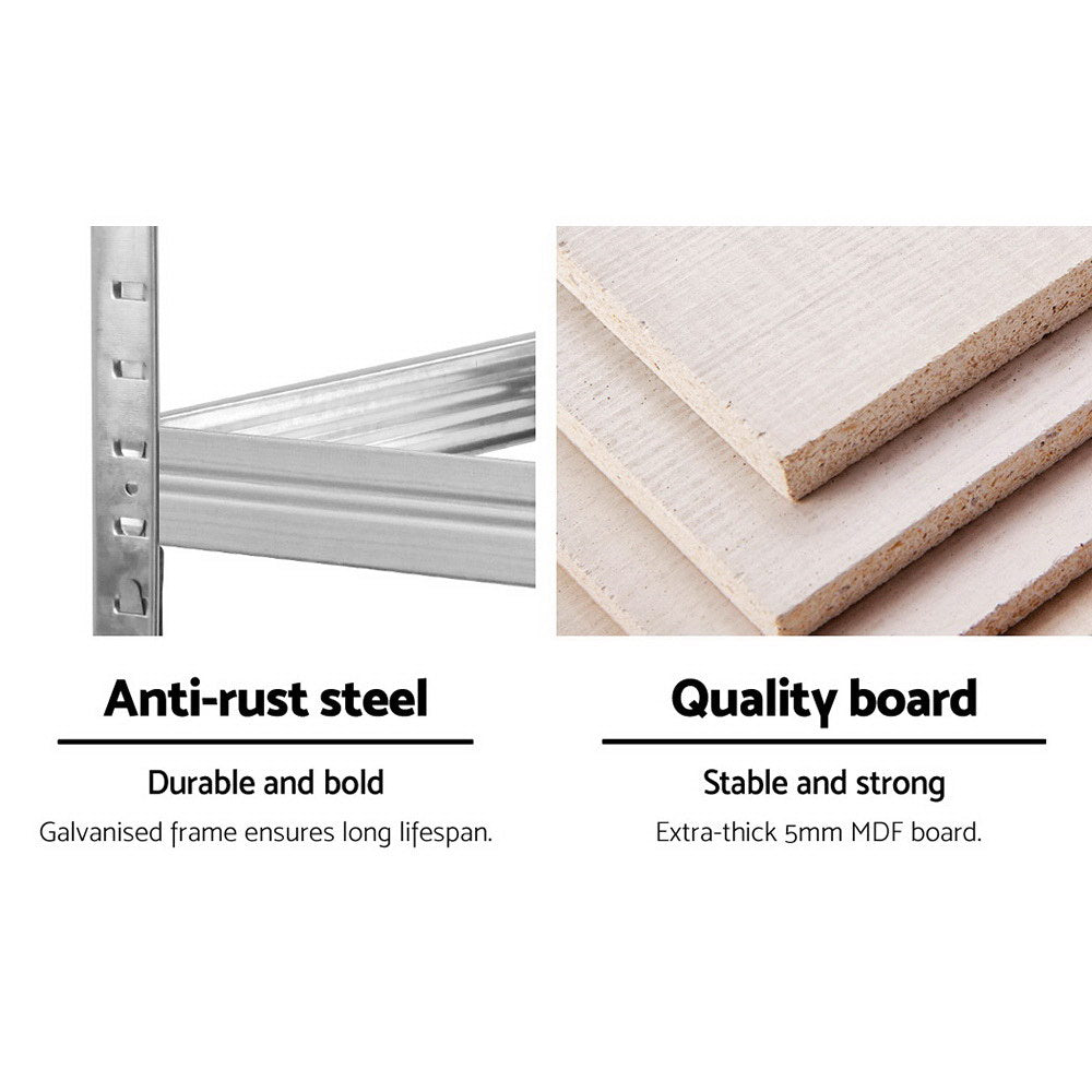 5x1.8M Garage Shelving Warehouse Rack Pallet Racking Storage Shelf Silver