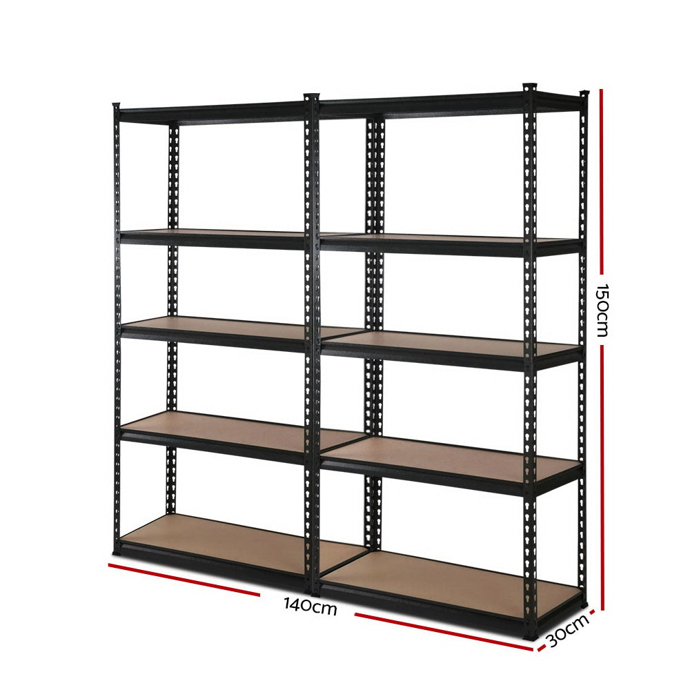 2x1.5M Garage Shelving Warehouse Rack Pallet Racking Storage Shelve Black