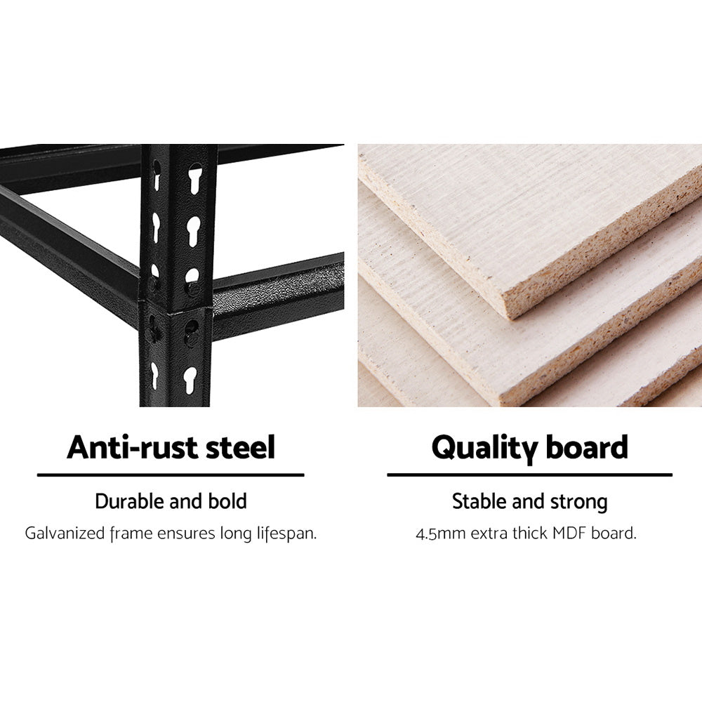 2x1.5M Garage Shelving Warehouse Rack Pallet Racking Storage Shelve Black