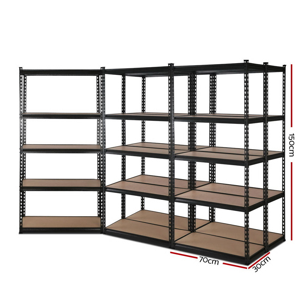 5x1.5M Garage Shelving Warehouse Rack Pallet Racking Storage Shelve Black