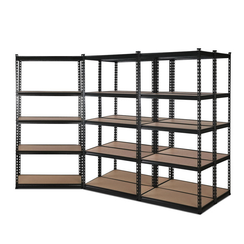 5x1.5M Garage Shelving Warehouse Rack Pallet Racking Storage Shelve Black