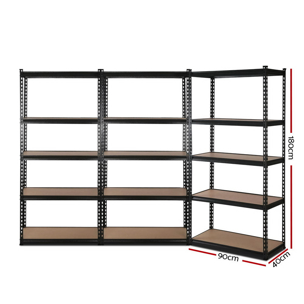 3x1.8M Garage Shelving Warehouse Rack Pallet Racking Storage Shelve Black