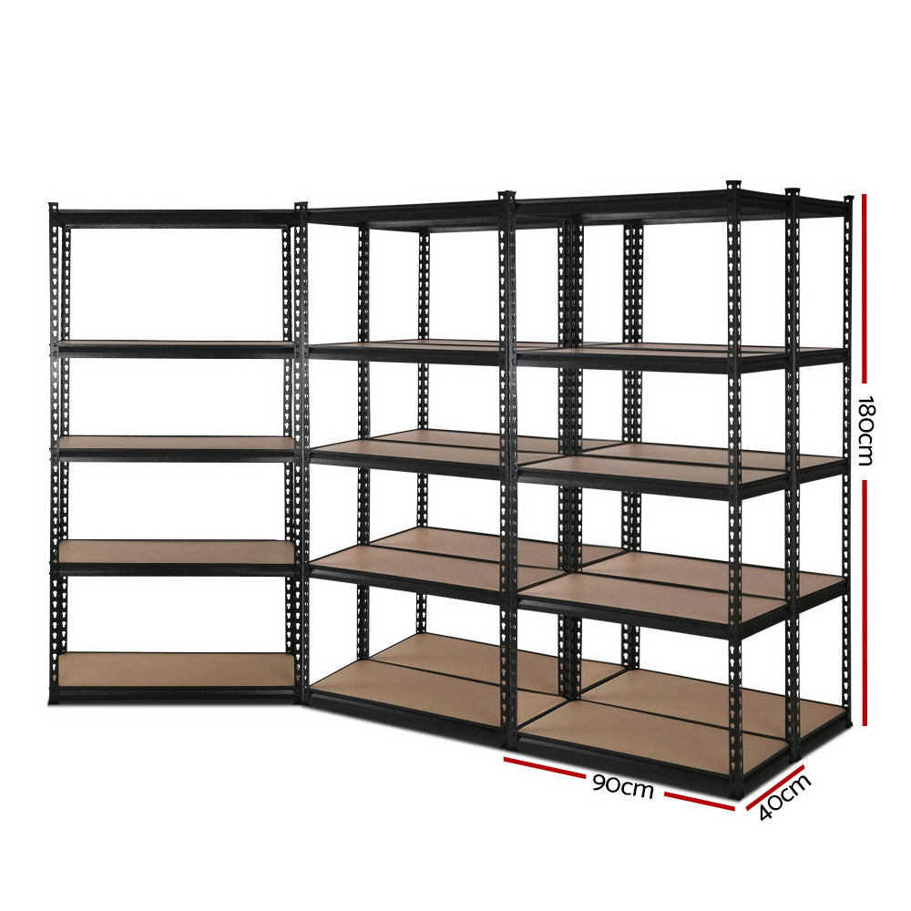 5x1.8M Garage Shelving Warehouse Rack Pallet Racking Storage Shelve Black