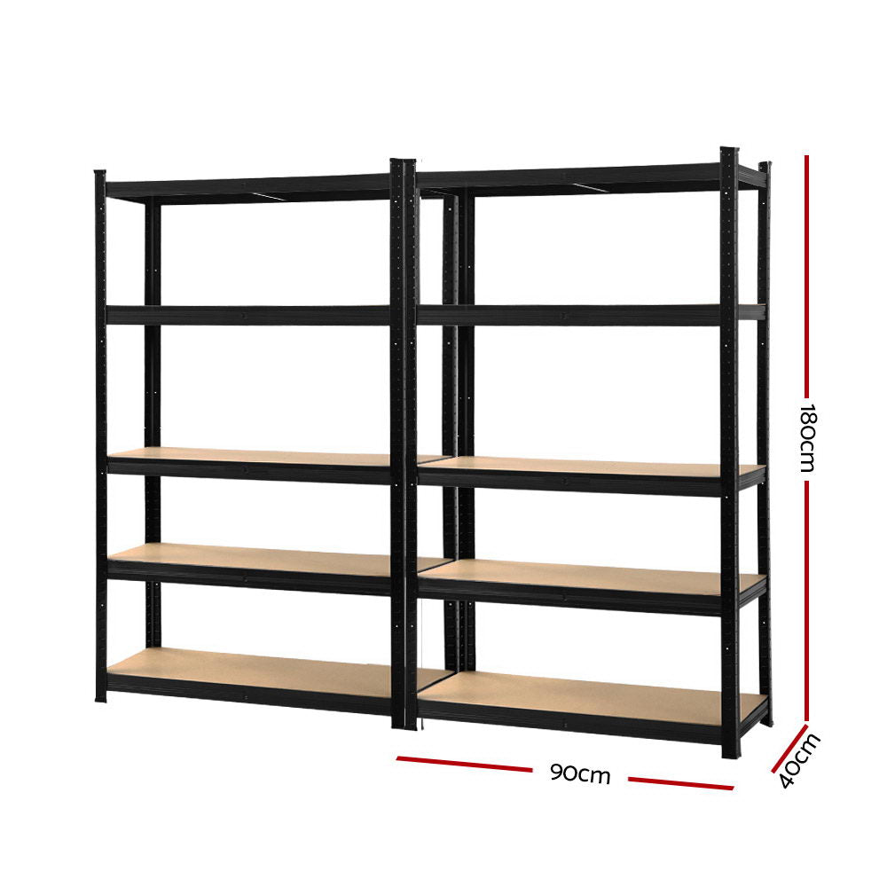 2x1.8M Garage Shelving Warehouse Rack Pallet Racking Storage Shelf Black