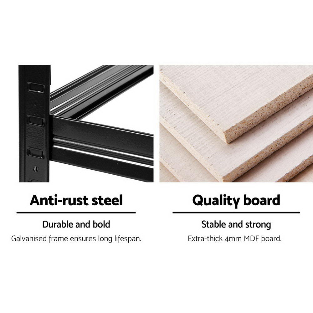 2x1.8M Garage Shelving Warehouse Rack Pallet Racking Storage Shelf Black