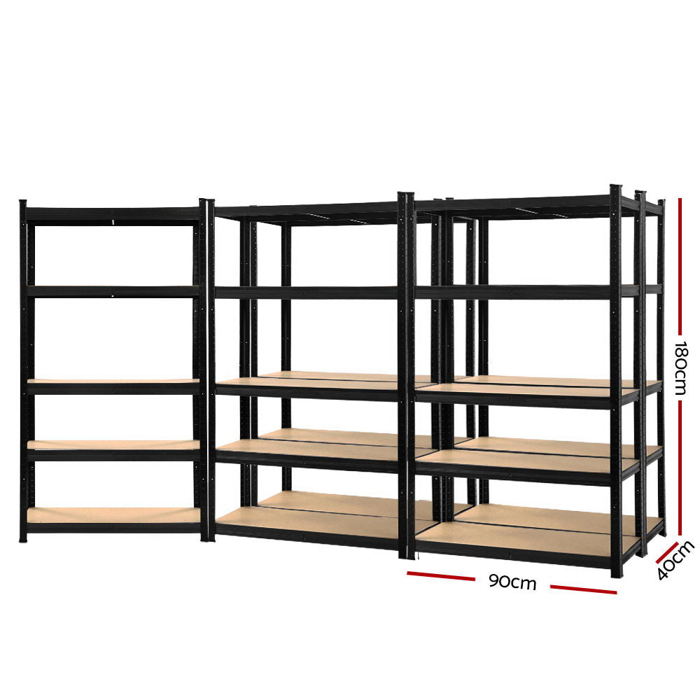 5x1.8M Garage Shelving Warehouse Rack Pallet Racking Storage Shelf Black