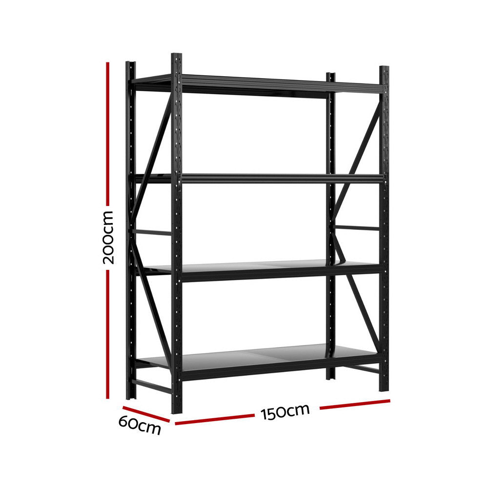 2Mx1.5M Garage Shelving Warehouse Rack Black