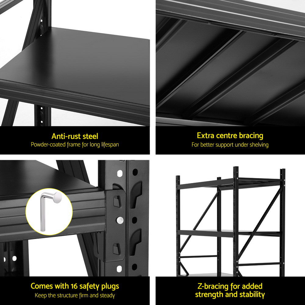 2Mx1.5M Garage Shelving Warehouse Rack Black