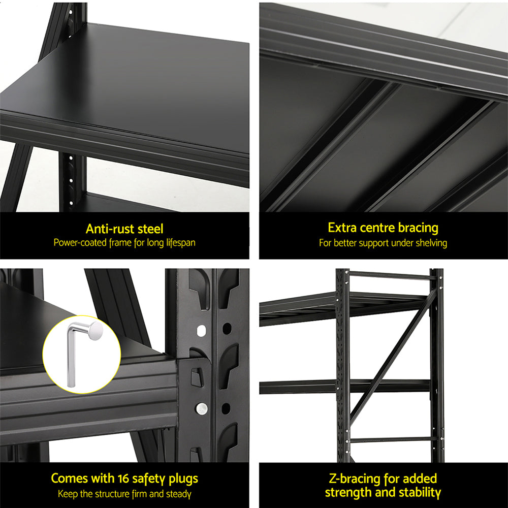 2Mx1.8M Garage Shelving Warehouse Rack Pallet Racking Storage Shelf Black