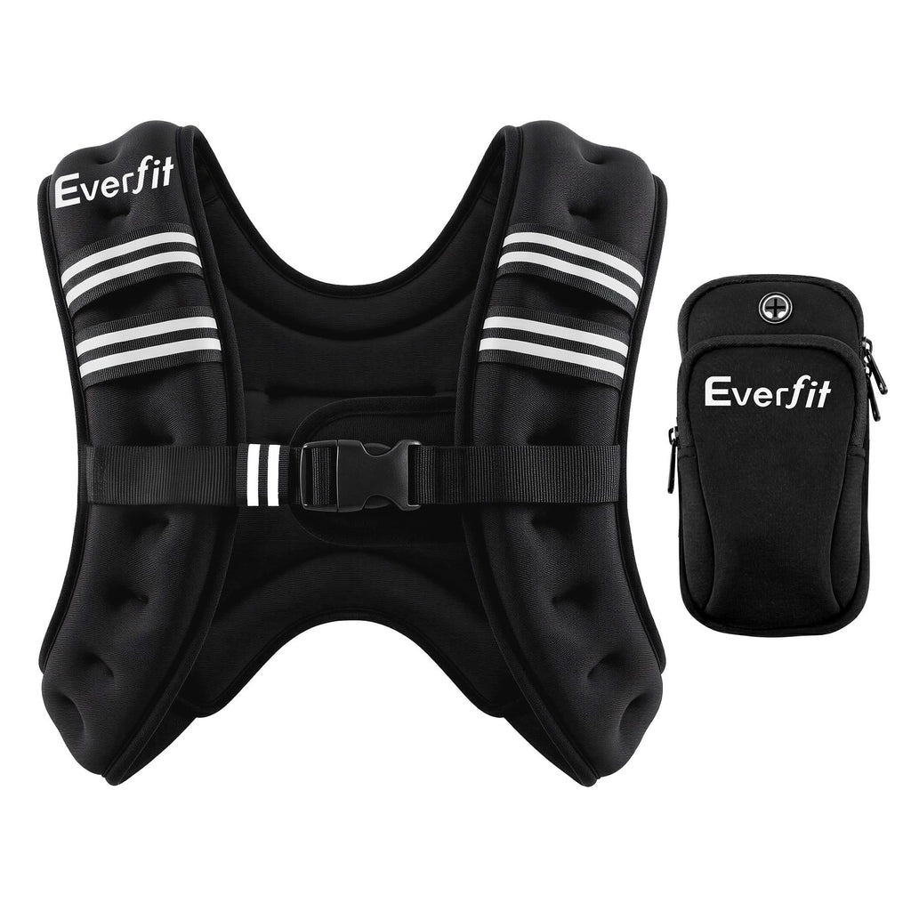 Everfit 3kg Weighted Vest Men Women, Reflective Running Vest with Armband Pouch