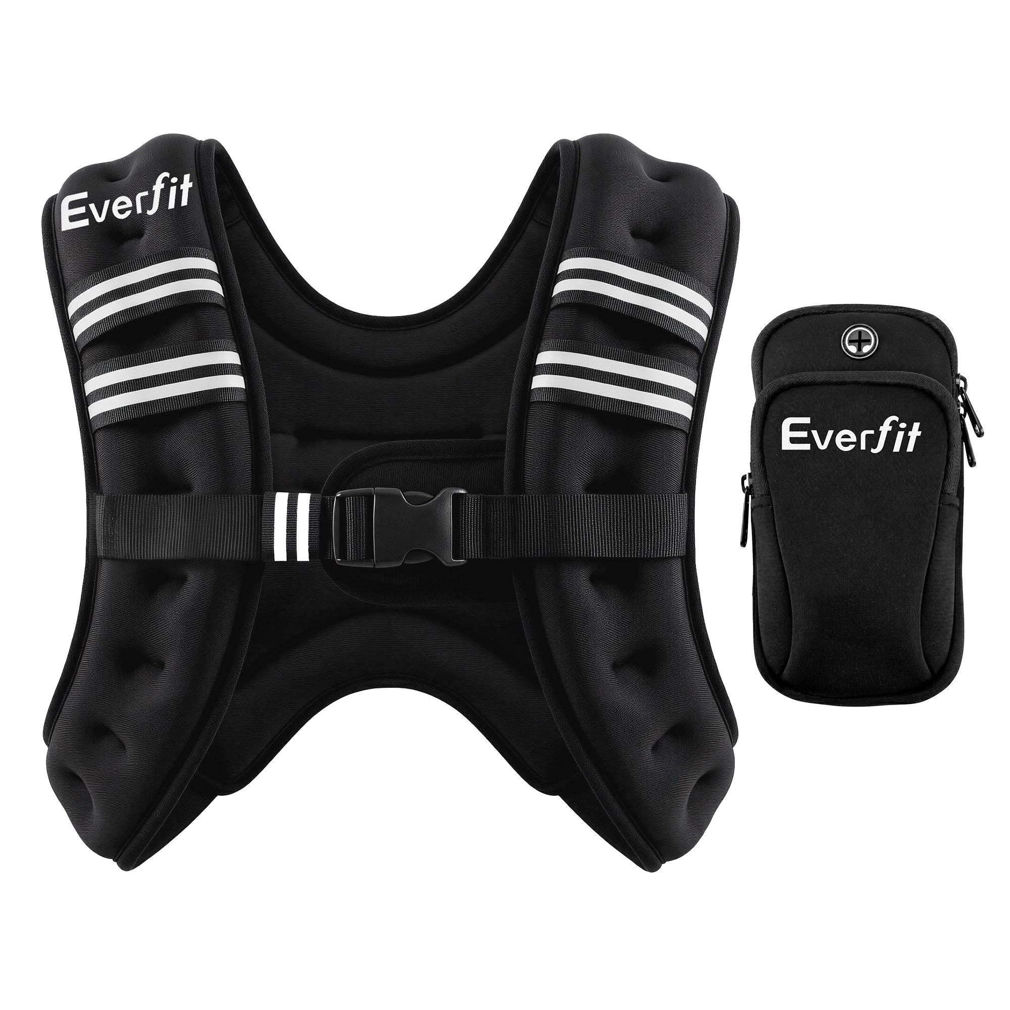 Everfit 3kg Weighted Vest Men Women, Reflective Running Vest with Armband Pouch