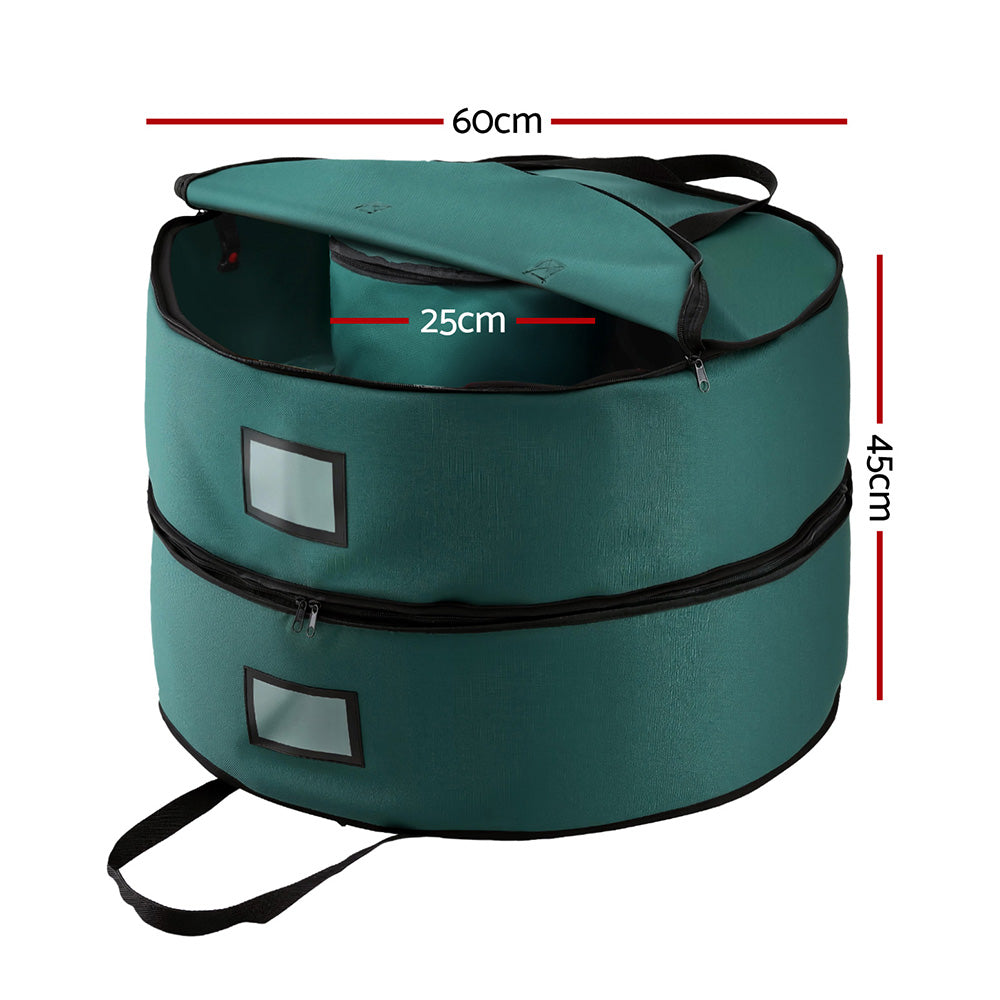 Christmas Garland Wreath Storage Bag 2-Tier Ornaments Holder 60cm