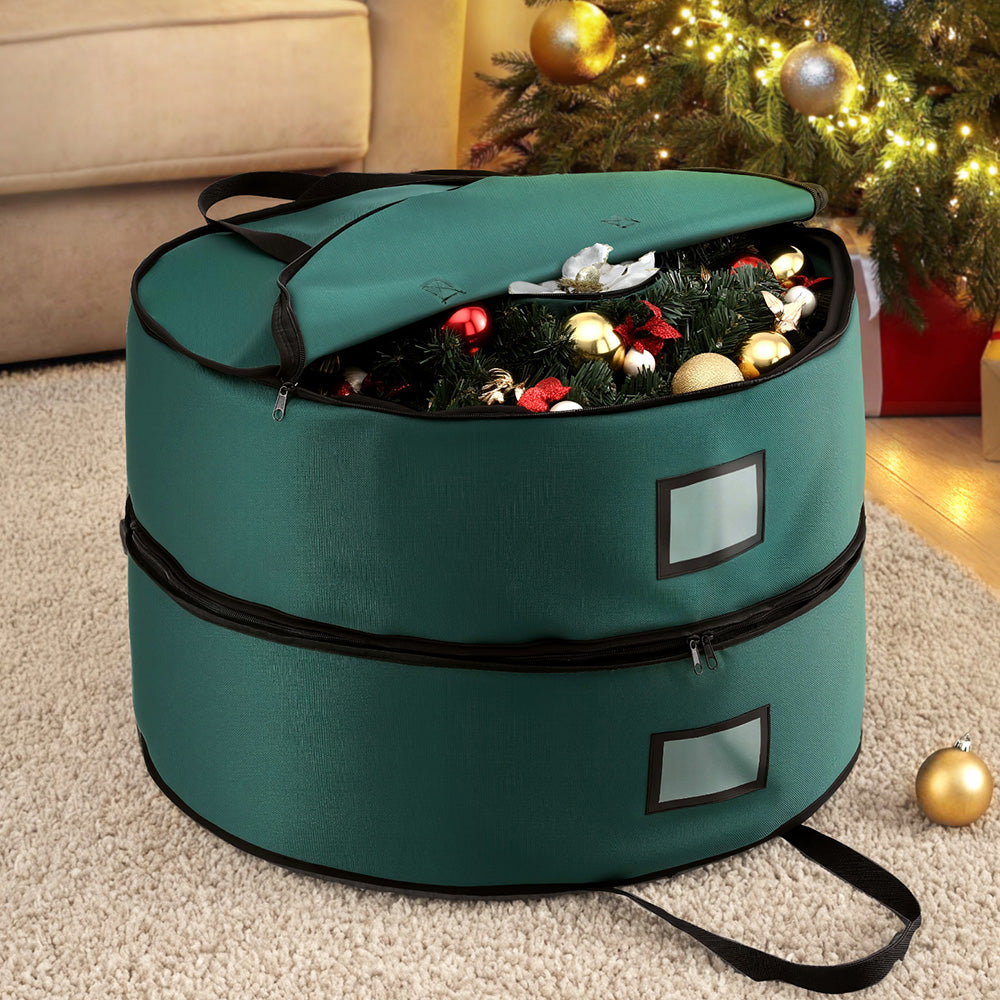 Christmas Garland Wreath Storage Bag 2-Tier Ornaments Holder 60cm