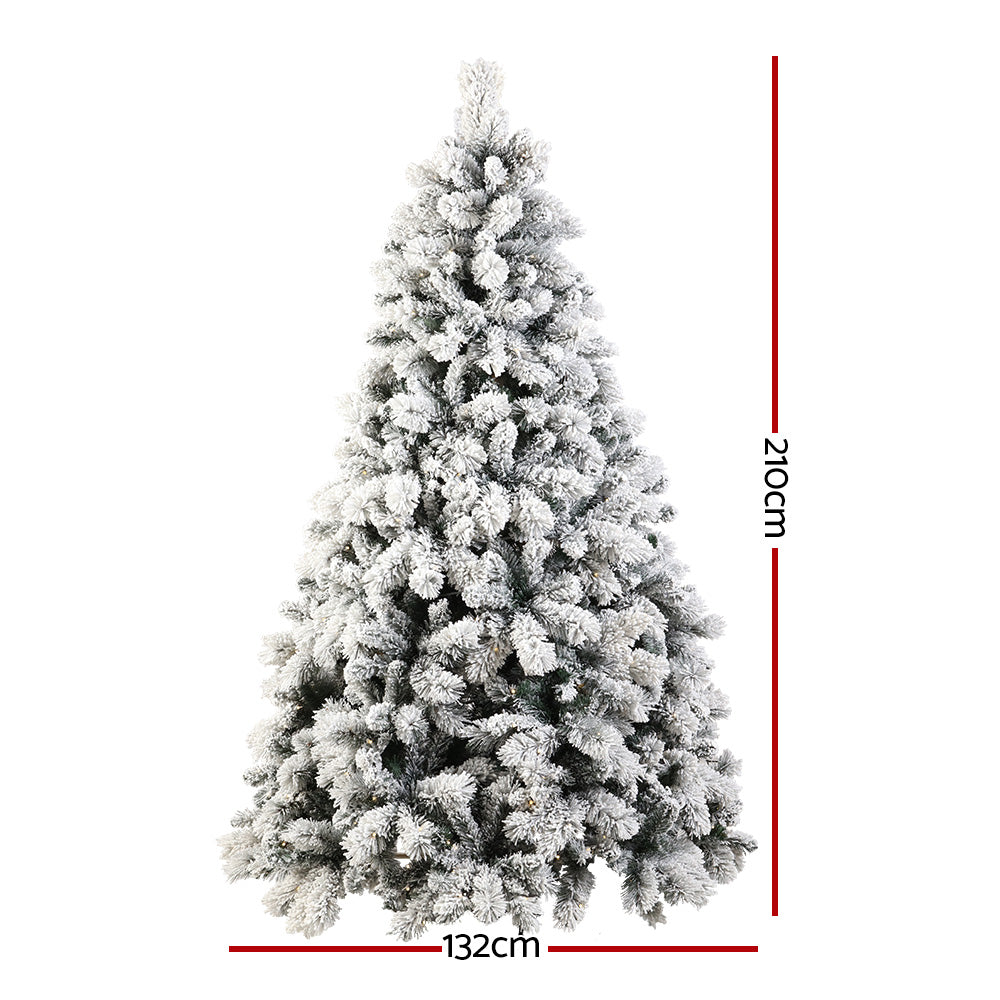Christmas Tree 2.1M Xmas Tree with 500 LED Lights Snowy Tips