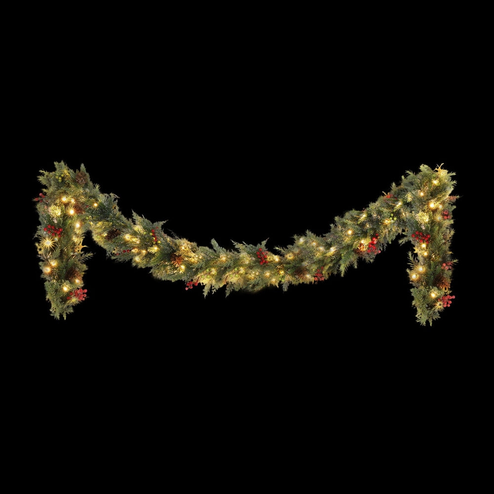 3M Christmas Garland Pre-lit LED with Pine Cones Xmas Decor Green