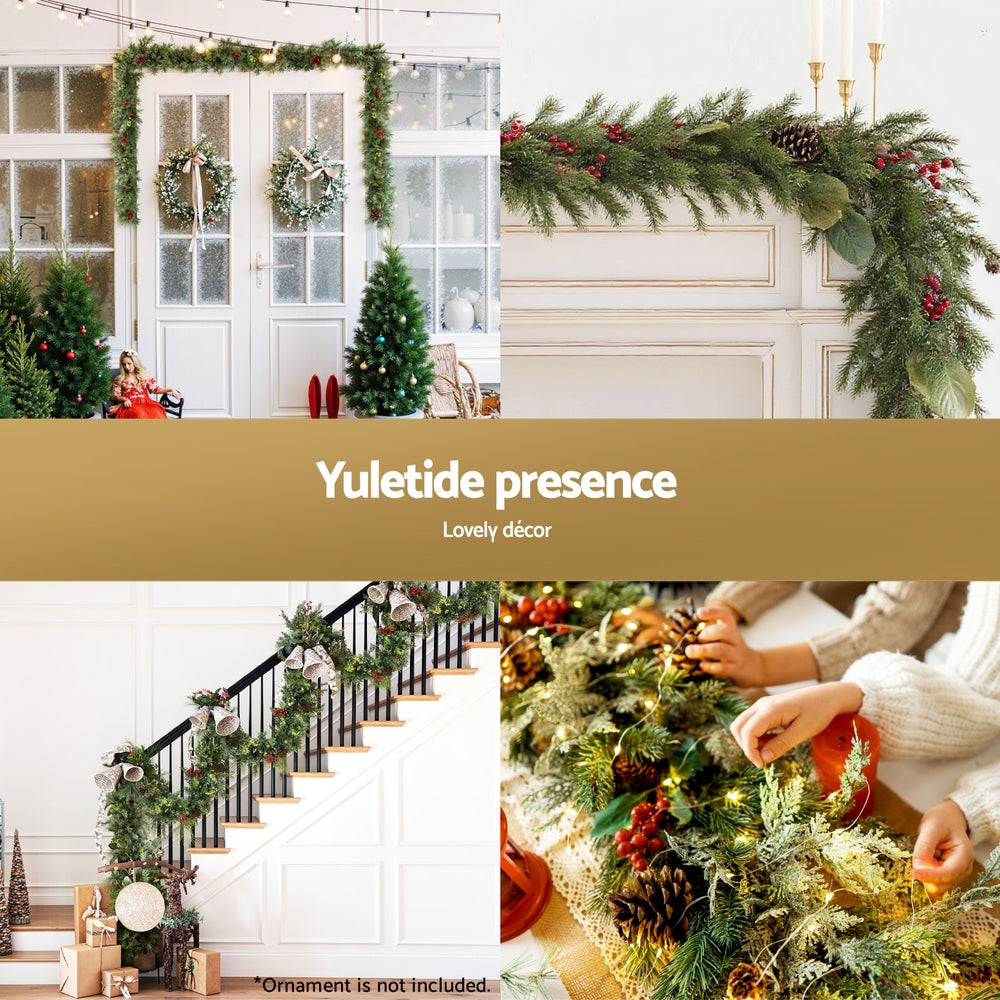 3M Christmas Garland Pre-lit LED with Pine Cones Xmas Decor Green